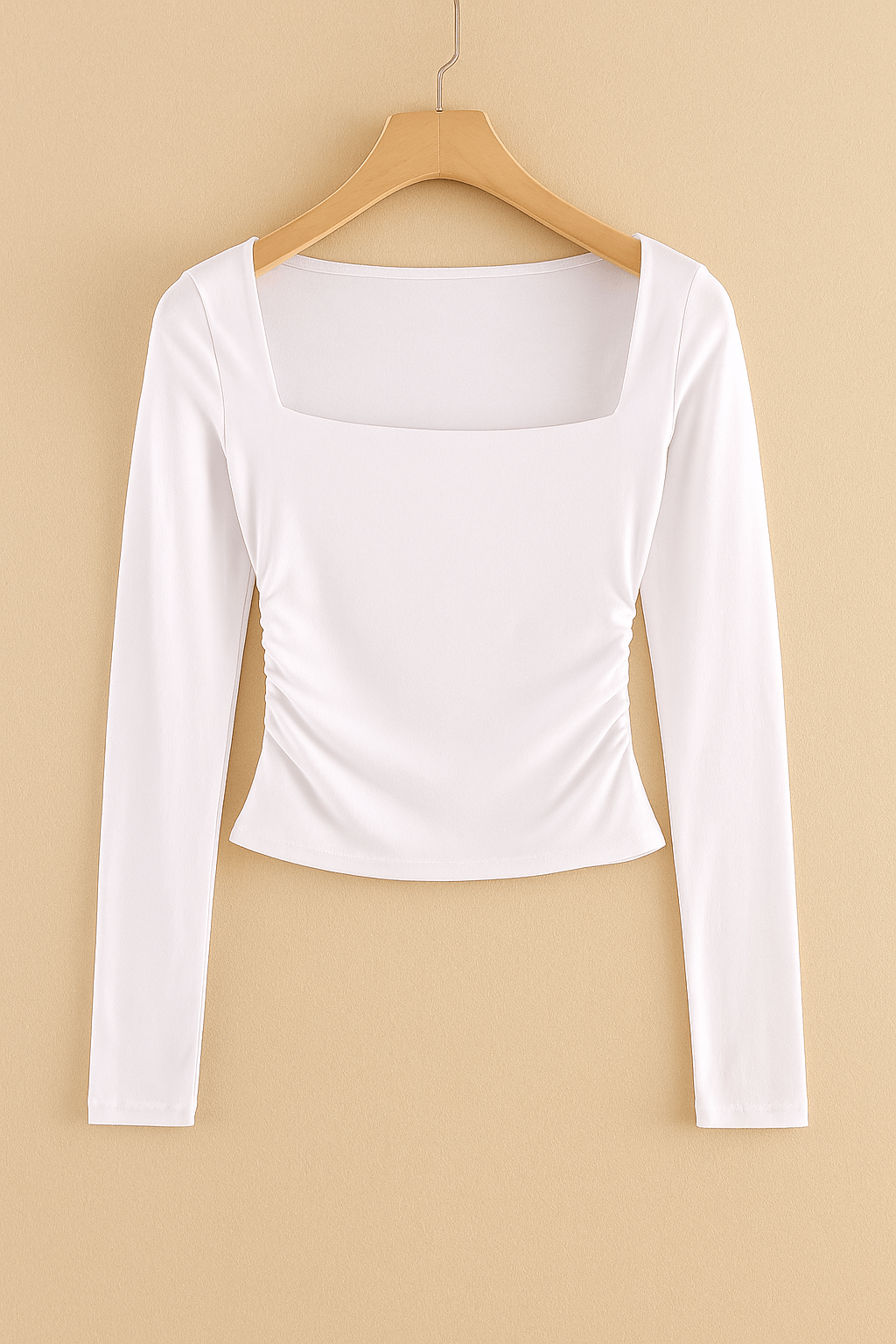 Square Neck Long Sleeve Slim Fit T-Shirt – Elegant & VersatileAzizaK