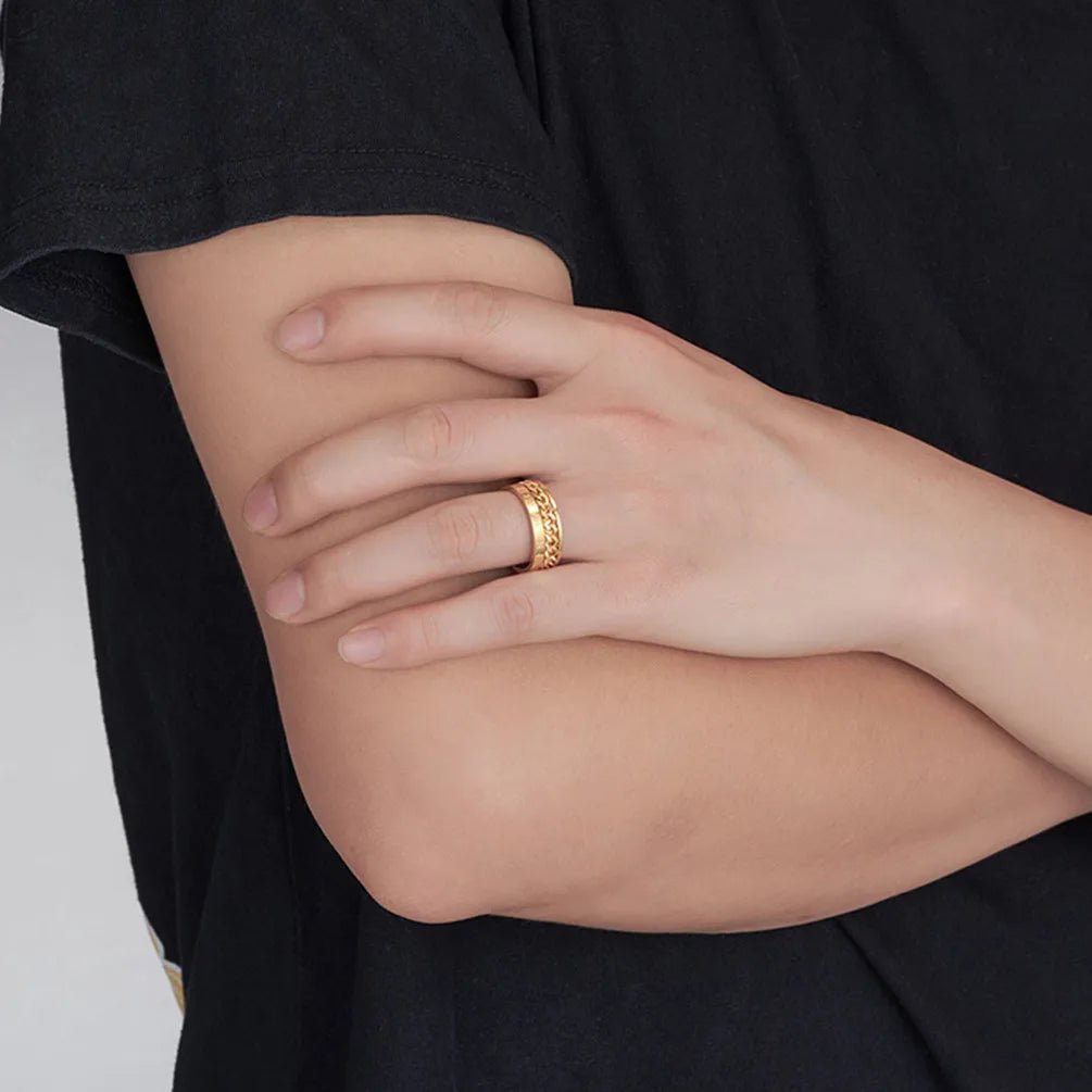 Stainless Steel Rotating Anxiety Rings with Roman NumeralsAzizaK