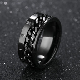Stainless Steel Rotating Anxiety Rings with Roman NumeralsAzizaK