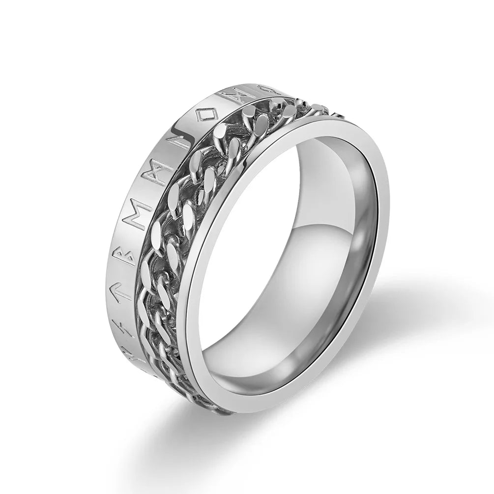 Stainless Steel Rotating Anxiety Rings with Roman NumeralsAzizaK