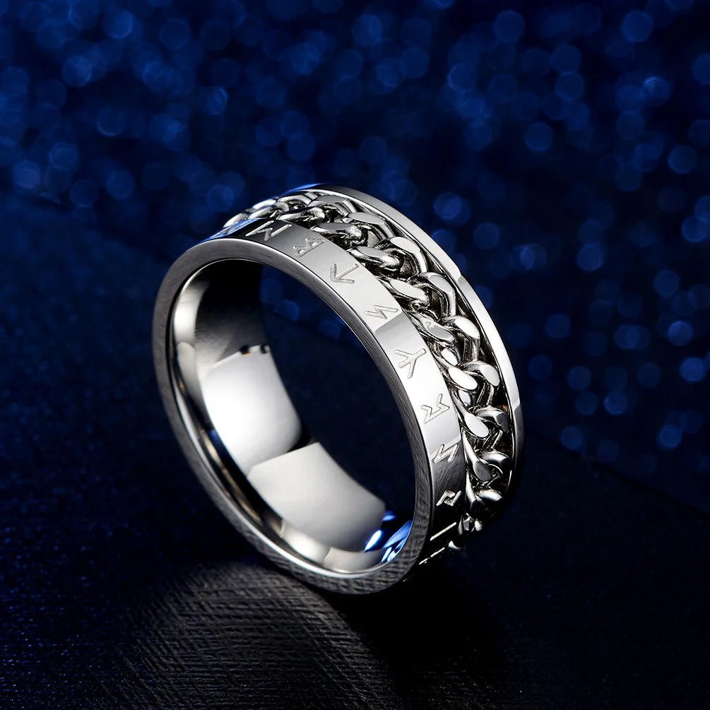 Stainless Steel Rotating Anxiety Rings with Roman NumeralsAzizaK