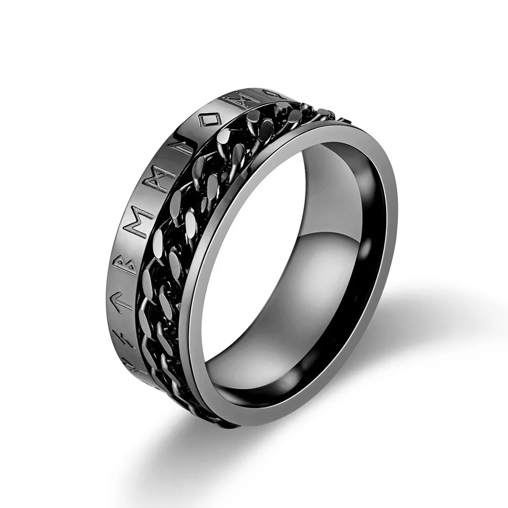 Stainless Steel Rotating Anxiety Rings with Roman NumeralsAzizaK