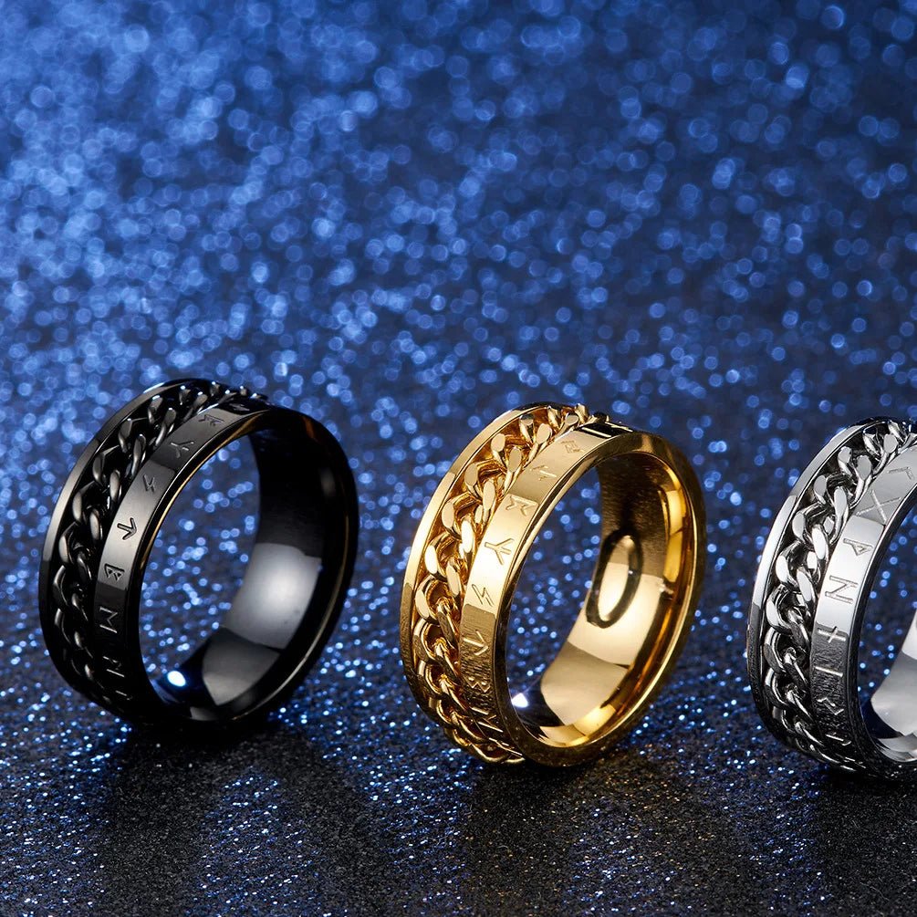 Stainless Steel Rotating Anxiety Rings with Roman NumeralsAzizaK