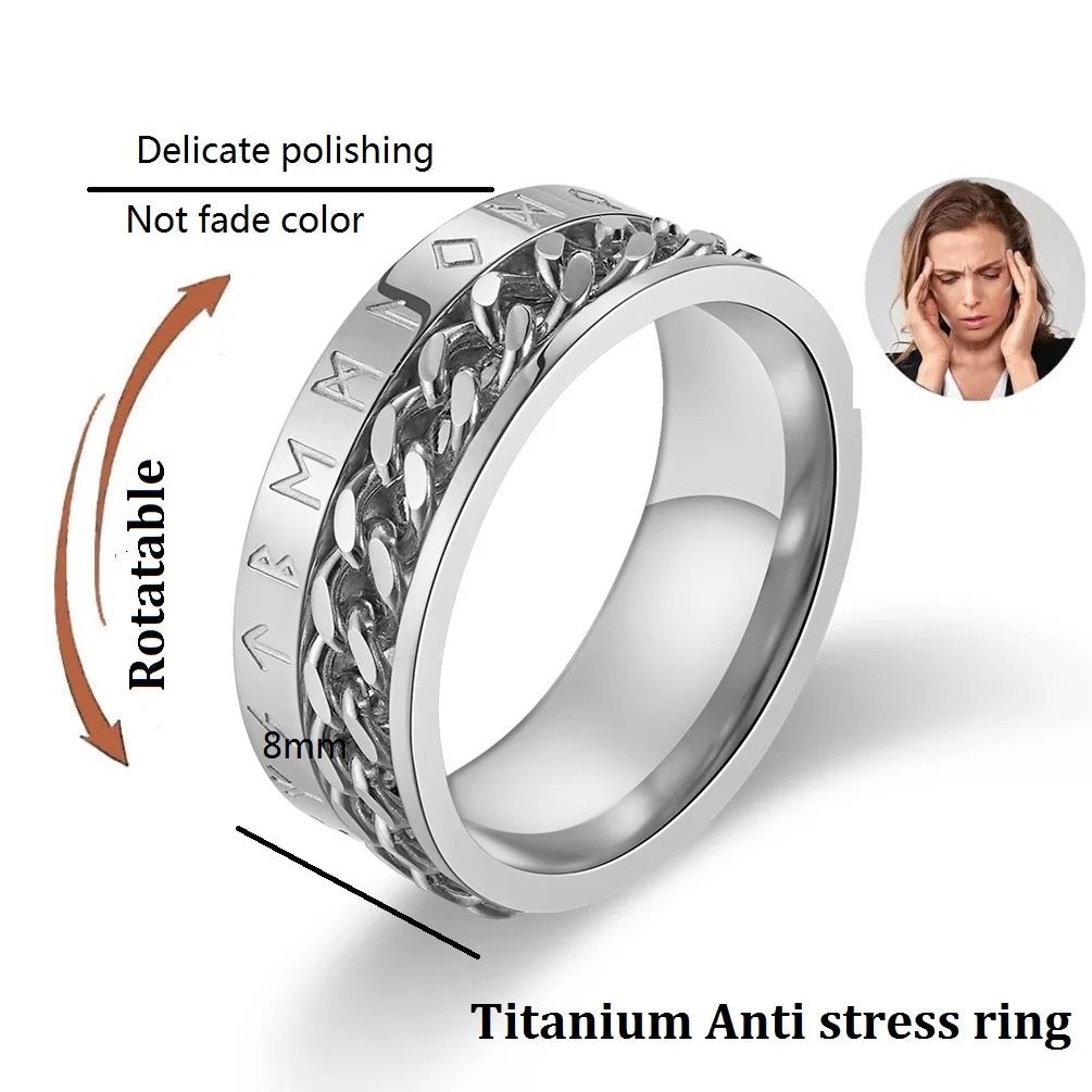 Stainless Steel Rotating Anxiety Rings with Roman NumeralsAzizaK