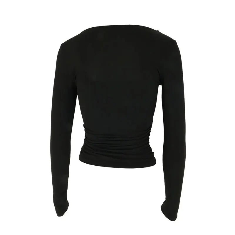 Stylish Solid T-shirt Long Sleeve Casual VersatileAzizaK