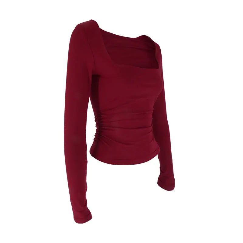 Stylish Solid T-shirt Long Sleeve Casual VersatileAzizaK