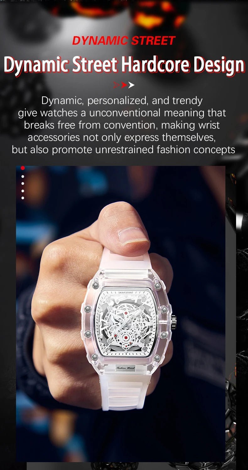 UTHAI BK134 Personalized Transparent Hollow Barrel Quartz WatchAzizaK
