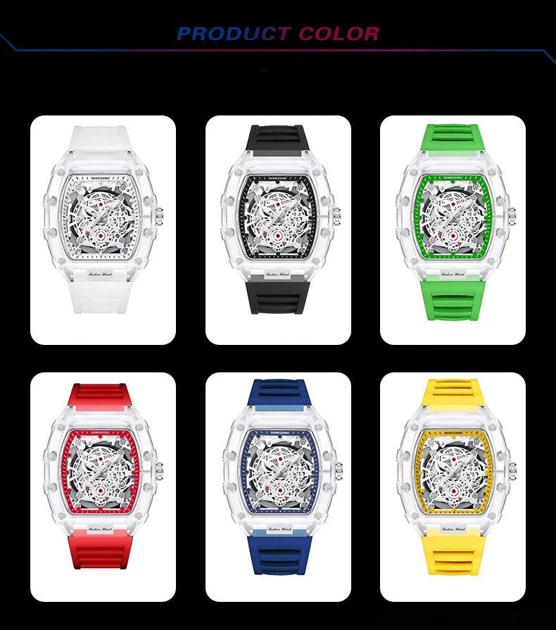 UTHAI BK134 Personalized Transparent Hollow Barrel Quartz WatchAzizaK
