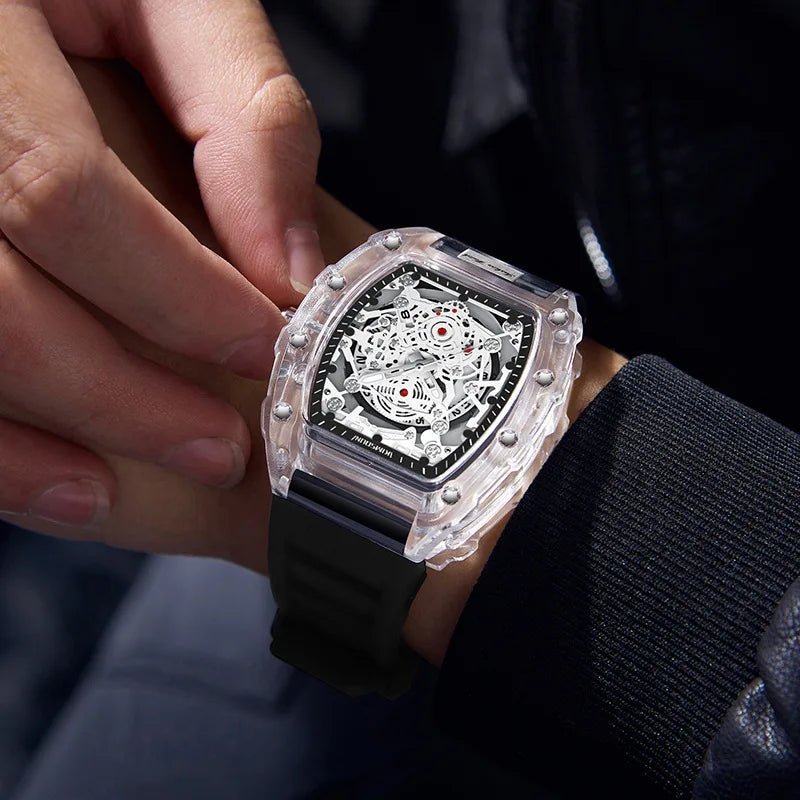 UTHAI BK134 Personalized Transparent Hollow Barrel Quartz WatchAzizaK