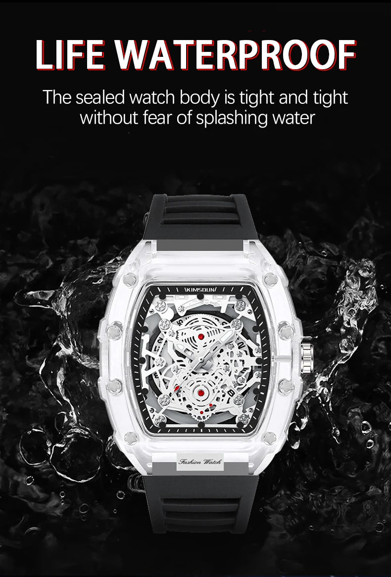 UTHAI BK134 Personalized Transparent Hollow Barrel Quartz WatchAzizaK