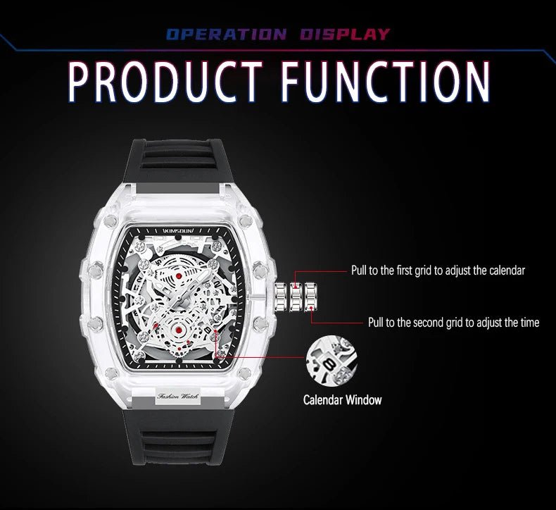 UTHAI BK134 Personalized Transparent Hollow Barrel Quartz WatchAzizaK
