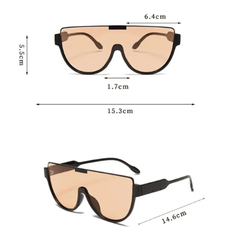 Vintage Semi - round Sunglasses Women Fashion Monoblock Outdoor Goggle Shades Trending 2023 New Design UV400 EyewearAzizaK