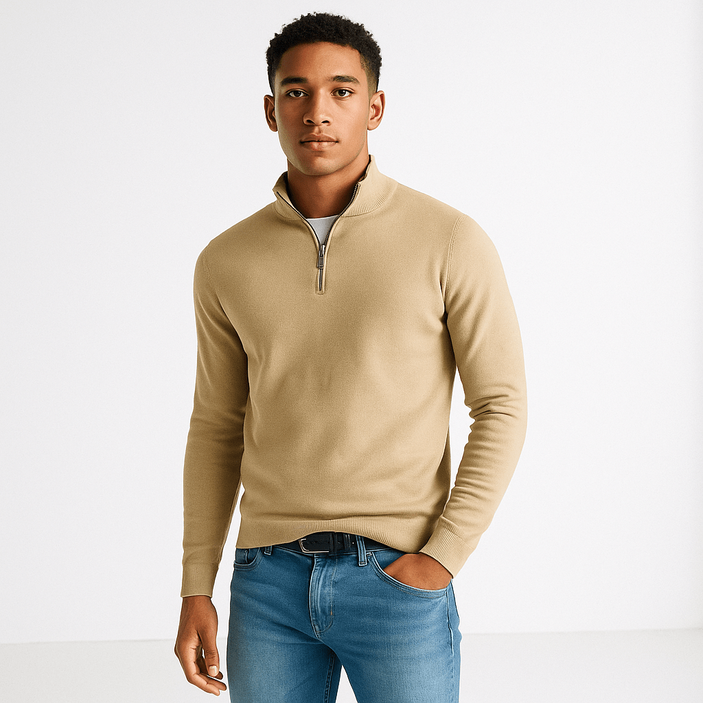 Warm Half Zip Casual Slim Fit V Neck SweatshirtAzizaK