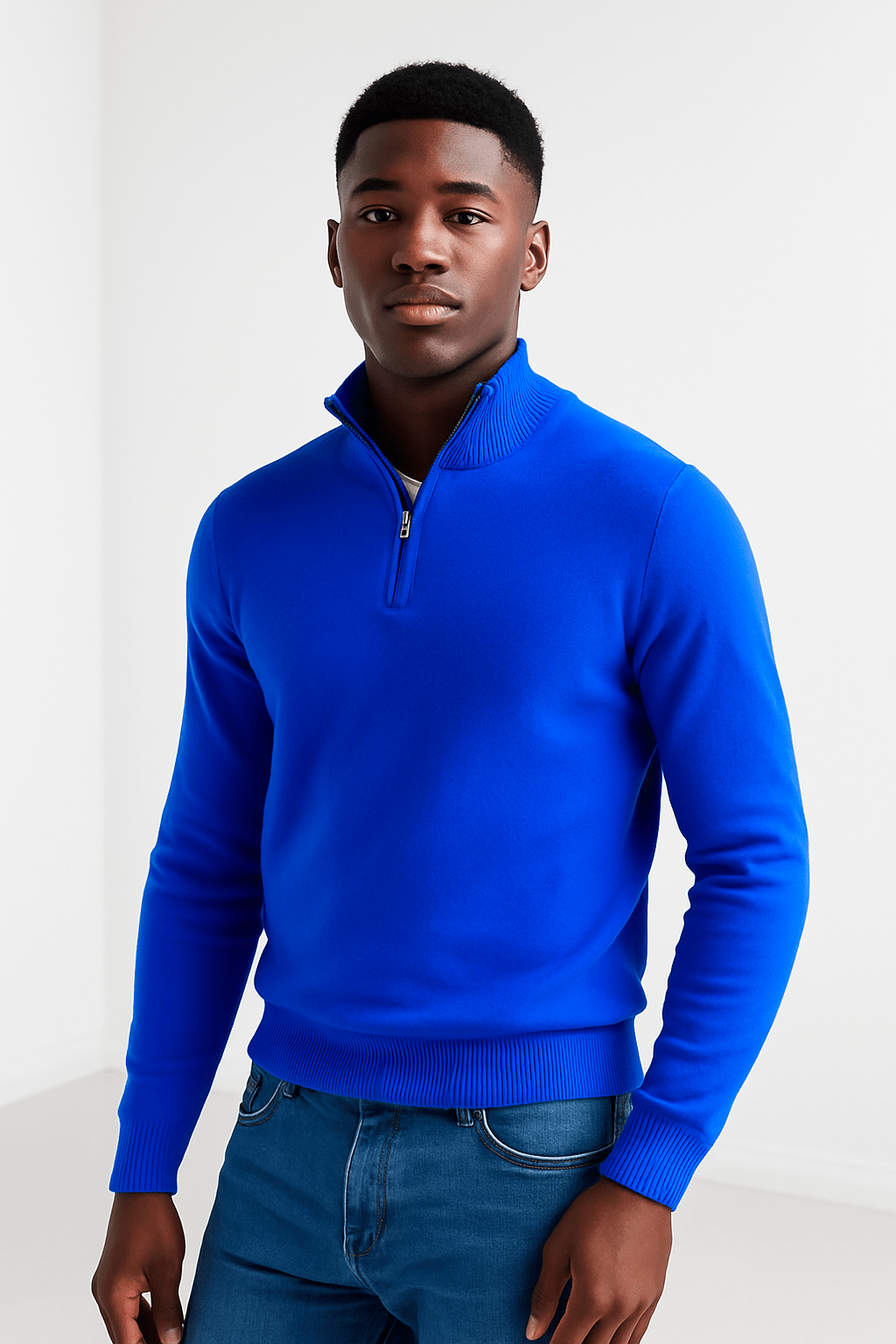 Warm Half Zip Casual Slim Fit V Neck SweatshirtAzizaK