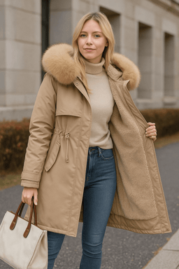 warm padded faux fur coatAzizaK
