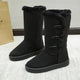 Winter Women Mid - calf Boots Thick Plush Thick Sole Non - slip Fashion Solid Color Button New Women Boots Classic Retro Long BootsAzizaK