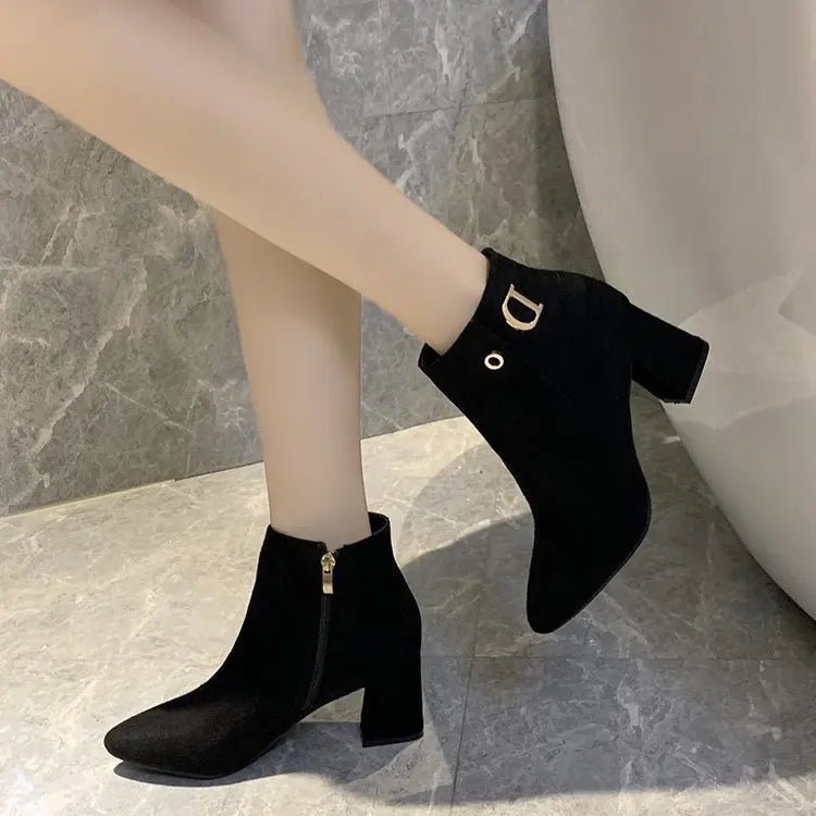 Women Ankle Boots Black LeatherAzizaK