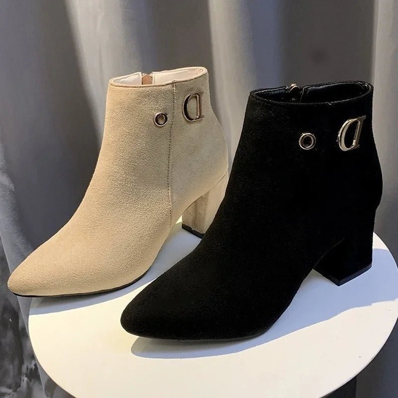 Women Ankle Boots Black LeatherAzizaK