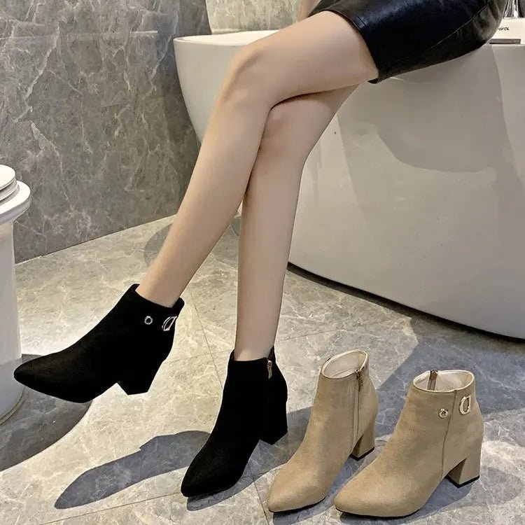 Women Ankle Boots Black LeatherAzizaK