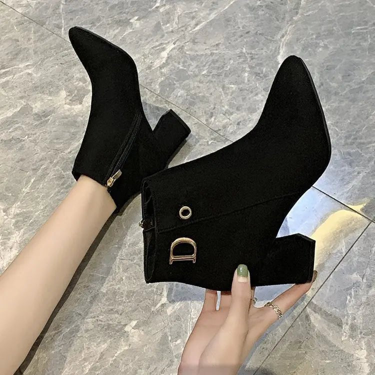 Women Ankle Boots Black LeatherAzizaK