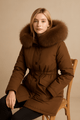 Wool Lining Coat Slim Hooded Parkas With Fur CollarAzizaK