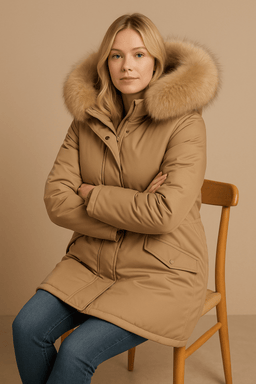Wool Lining Coat Slim Hooded Parkas With Fur CollarAzizaK