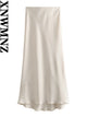 XNWMNZ Flowy Satin Midi SkirtAzizaK