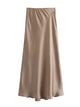 XNWMNZ Flowy Satin Midi SkirtAzizaK