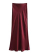 XNWMNZ Flowy Satin Midi SkirtAzizaK