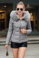 coat with artificial raccoon fur collar