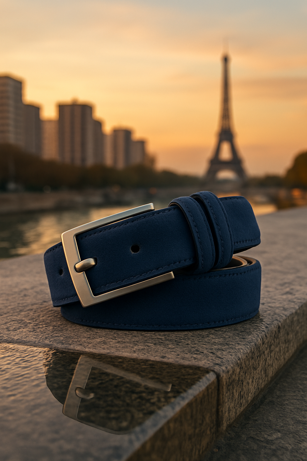 Suede Leather Belt – Genuine Cowhide with Classic Silver Buckle