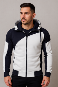 double zipper hooded jacket with pants