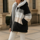 Cozy Striped Faux Fur Hoodie Jacket