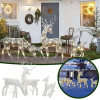 1 - 3pcs LED Iron Garden Lights Elk Deer Christmas Reindeer Shiny Glitter Outdoor Home DecorAzizaK