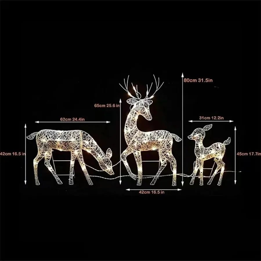 1 - 3pcs LED Iron Garden Lights Elk Deer Christmas Reindeer Shiny Glitter Outdoor Home DecorAzizaK