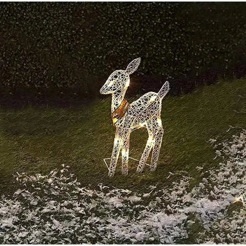 1 - 3pcs LED Iron Garden Lights Elk Deer Christmas Reindeer Shiny Glitter Outdoor Home DecorAzizaK