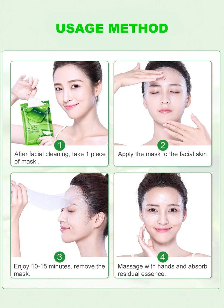 10pcs Natural Aloe Vera Gel Face Mask Remove Acne Control Oil Depth Replenishment Moisturizing Wrapped Mask Shrink PoresAzizaK