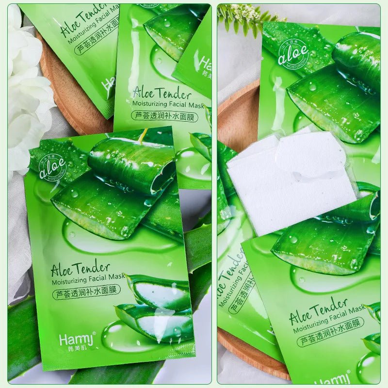 10pcs Natural Aloe Vera Gel Face Mask Remove Acne Control Oil Depth Replenishment Moisturizing Wrapped Mask Shrink PoresAzizaK