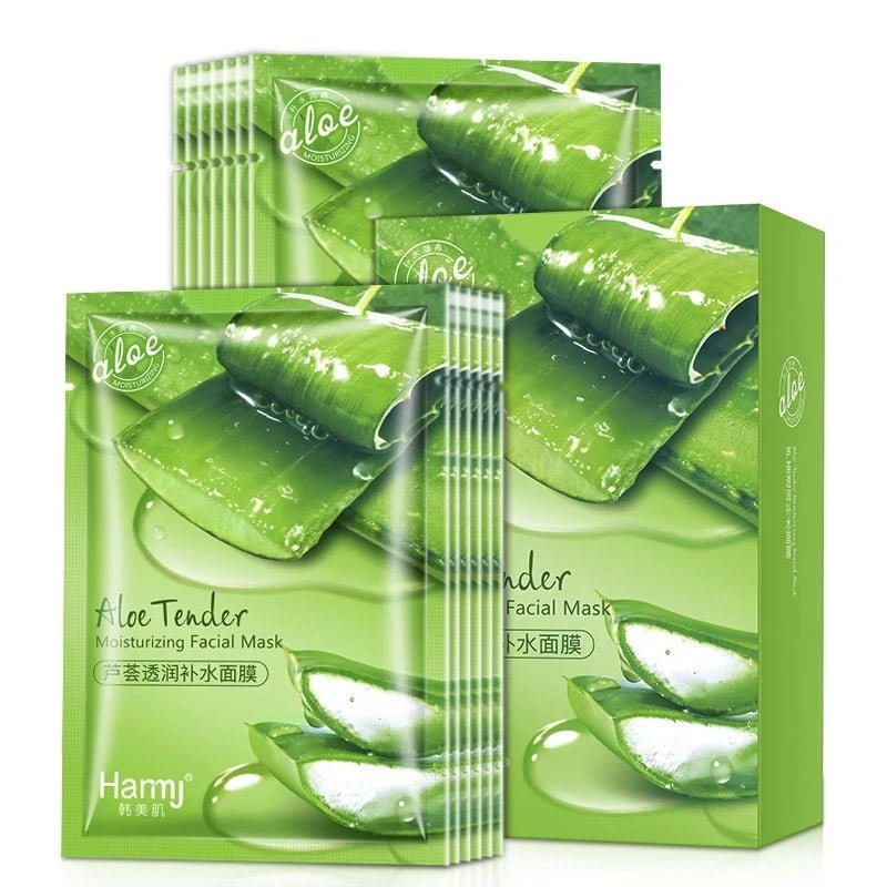 10pcs Natural Aloe Vera Gel Face Mask Remove Acne Control Oil Depth Replenishment Moisturizing Wrapped Mask Shrink PoresAzizaK