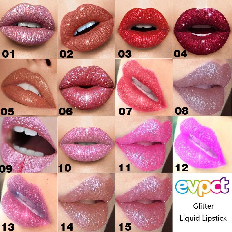 12 Colors Diamond Shiny Long Lasting LipsticksAzizaK