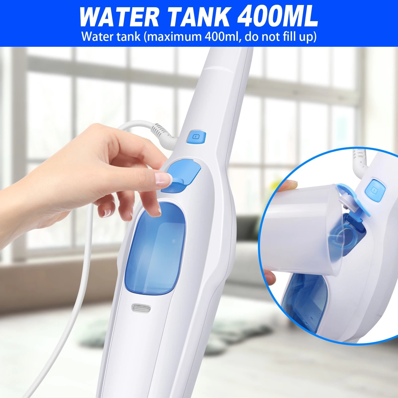 12 in 1 Electric Steam Mop with 120 Degree Rotating Head for Floor Cleaning, 5000W Steam Cleaner, 400ml Water TankAzizaK