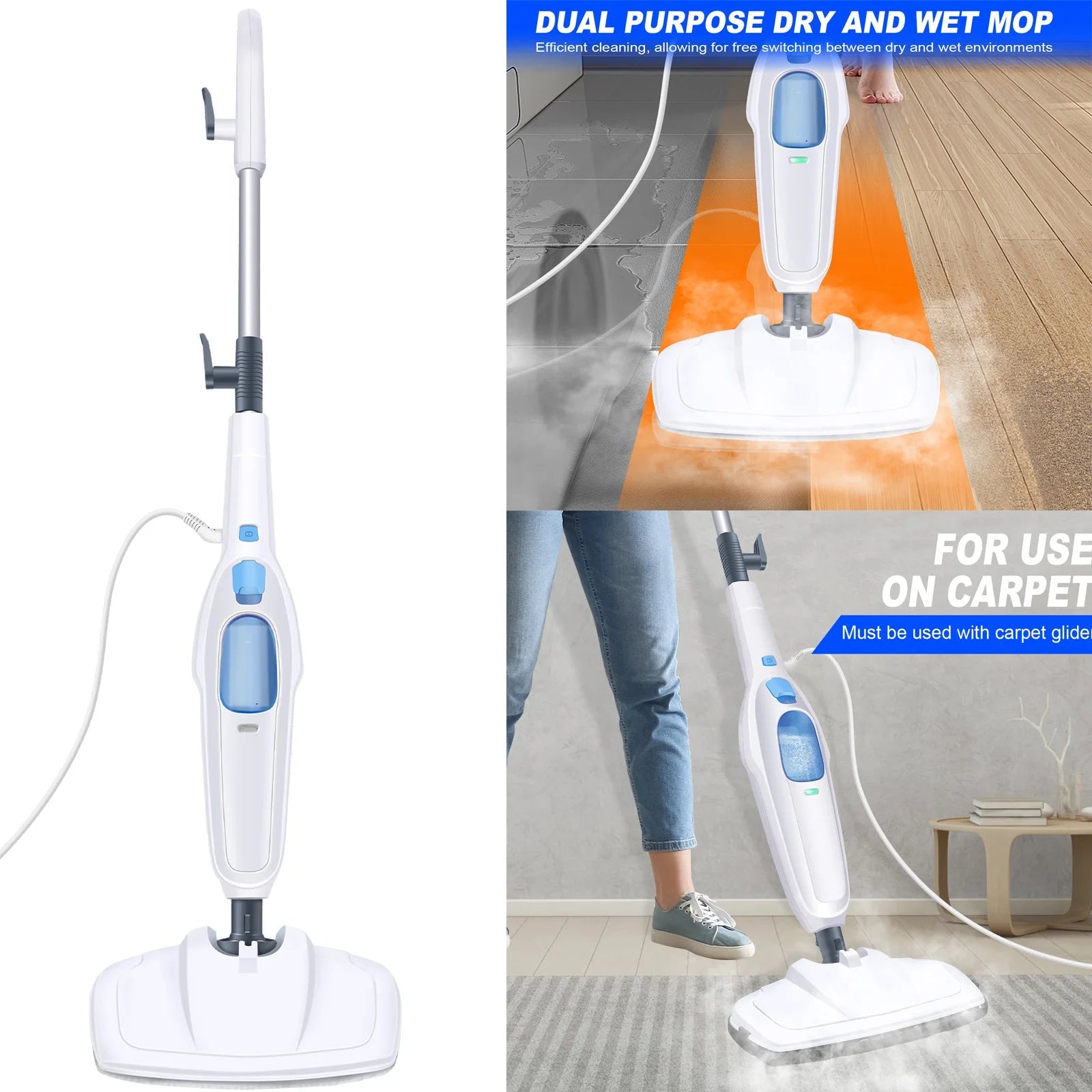 12 in 1 Electric Steam Mop with 120 Degree Rotating Head for Floor Cleaning, 5000W Steam Cleaner, 400ml Water TankAzizaK