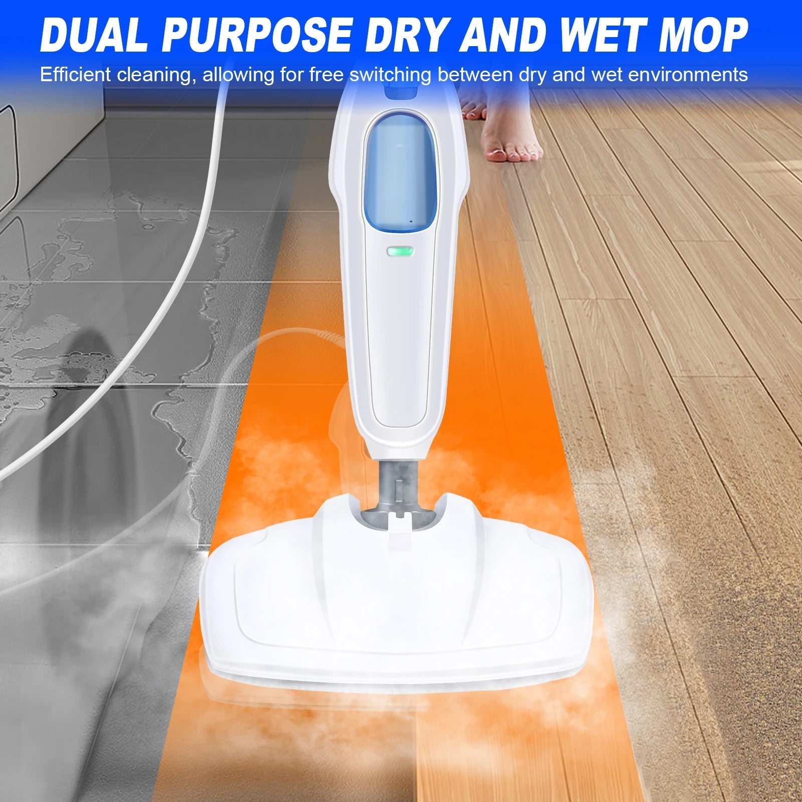 12 in 1 Electric Steam Mop with 120 Degree Rotating Head for Floor Cleaning, 5000W Steam Cleaner, 400ml Water TankAzizaK