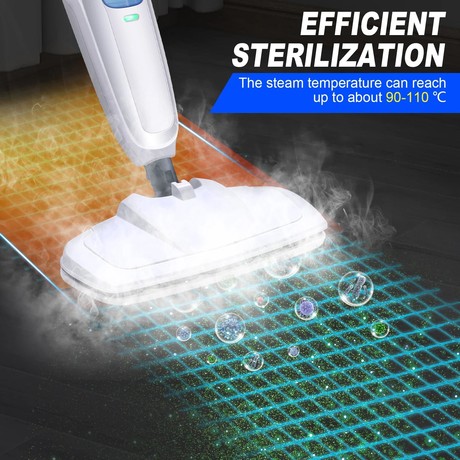 12 in 1 Electric Steam Mop with 120 Degree Rotating Head for Floor Cleaning, 5000W Steam Cleaner, 400ml Water TankAzizaK