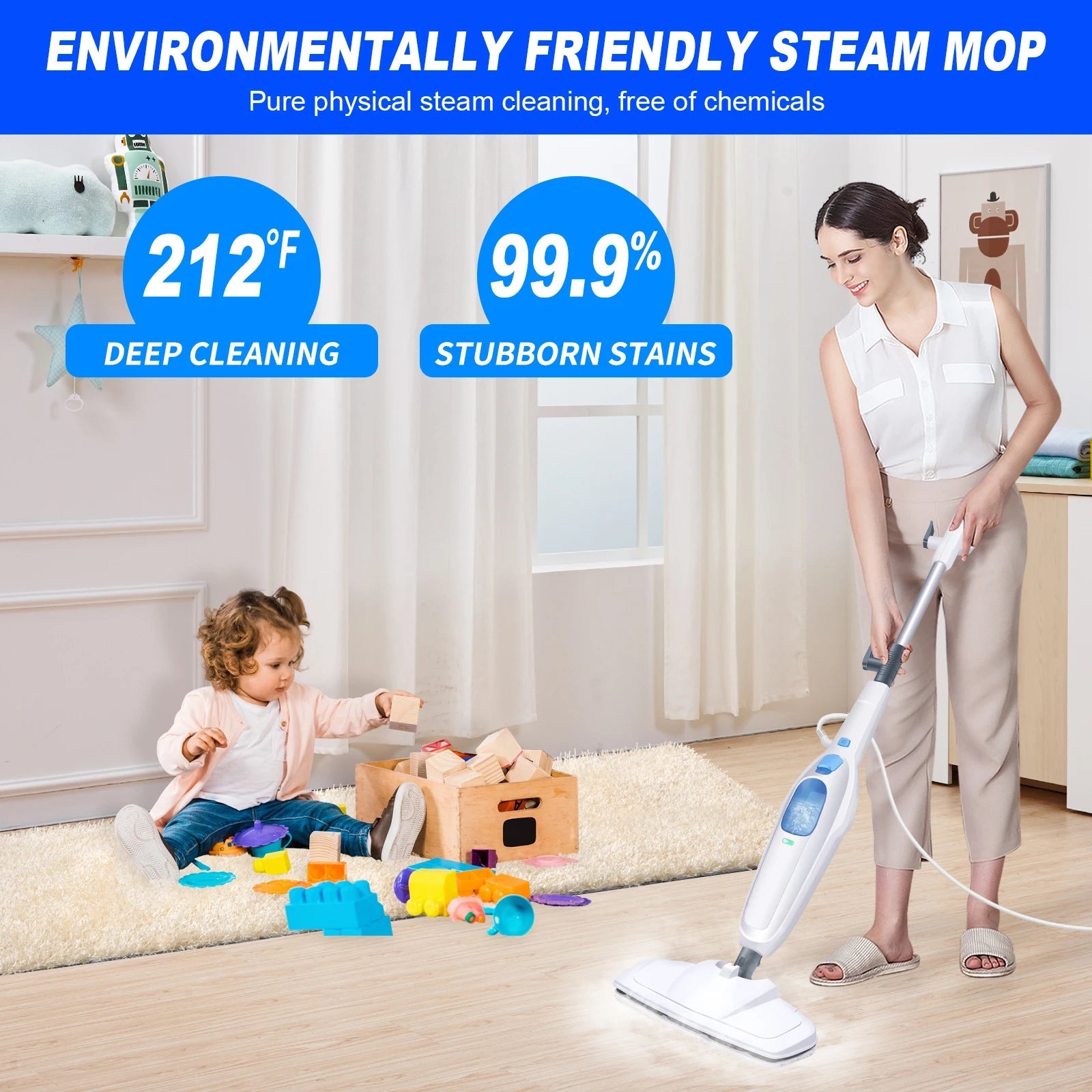 12 in 1 Electric Steam Mop with 120 Degree Rotating Head for Floor Cleaning, 5000W Steam Cleaner, 400ml Water TankAzizaK