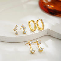 14k Gold Plated Small Zircon Stackable Hoop Earrings SetAzizaK