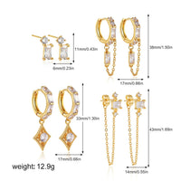 14k Gold Plated Small Zircon Stackable Hoop Earrings SetAzizaK