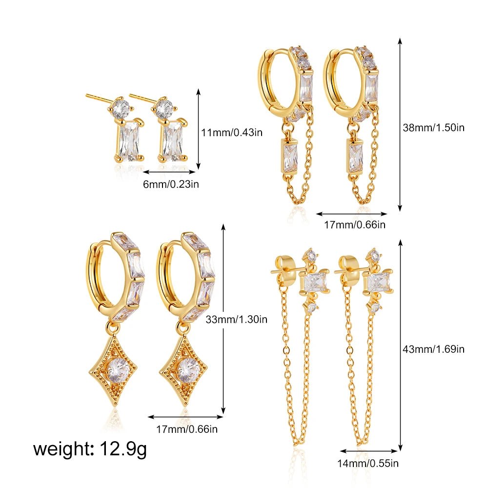 14k Gold Plated Small Zircon Stackable Hoop Earrings SetAzizaK