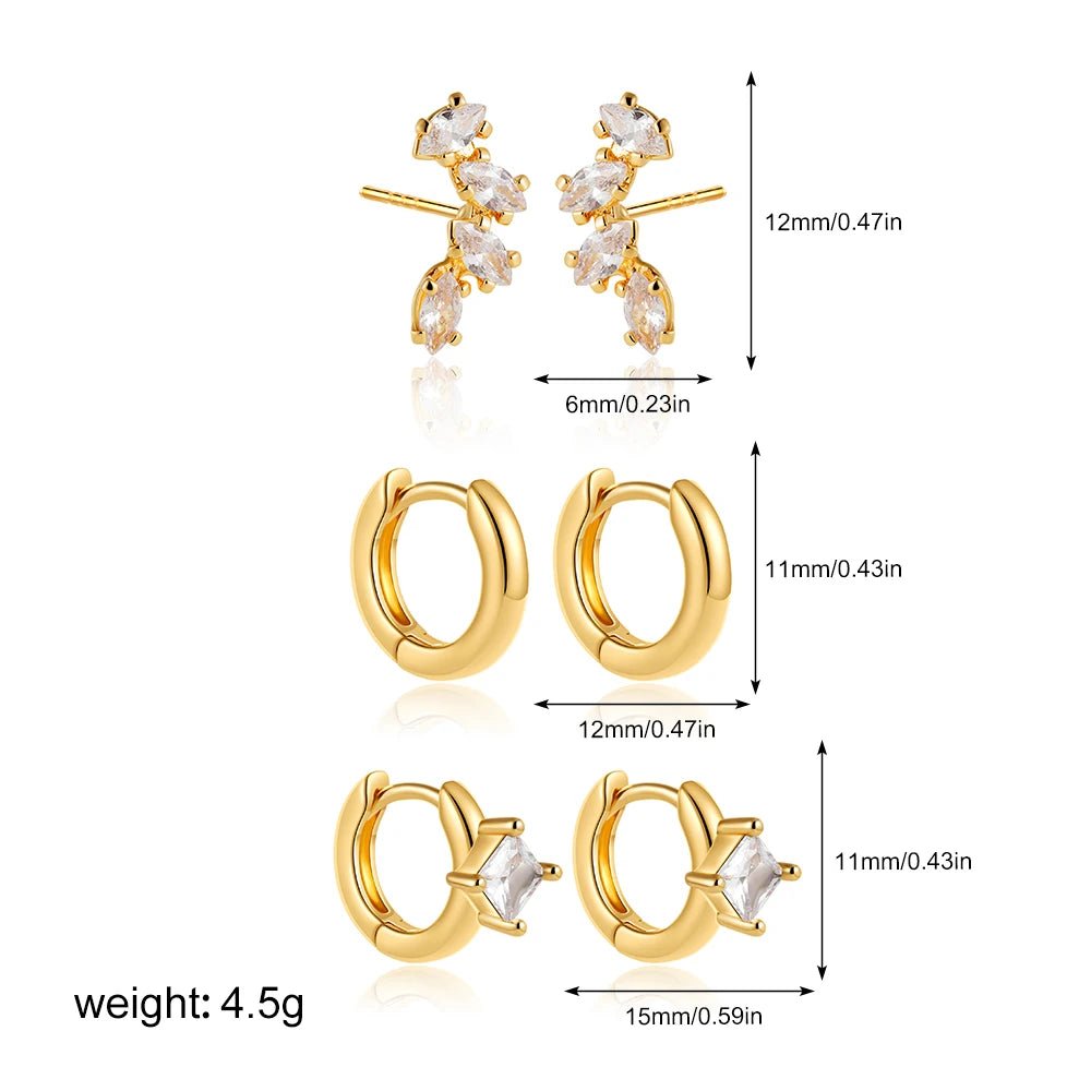 14k Gold Plated Small Zircon Stackable Hoop Earrings SetAzizaK