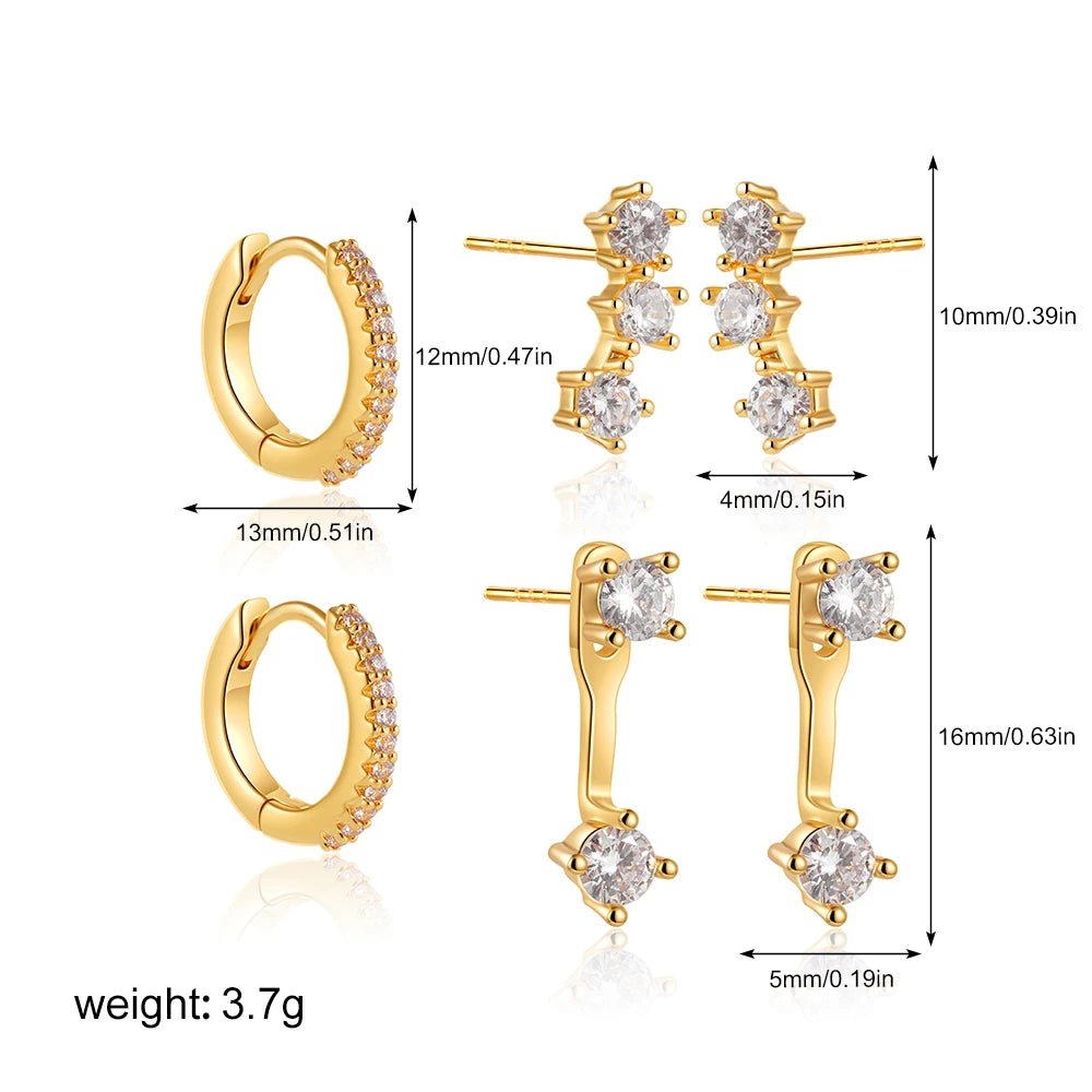 14k Gold Plated Small Zircon Stackable Hoop Earrings SetAzizaK